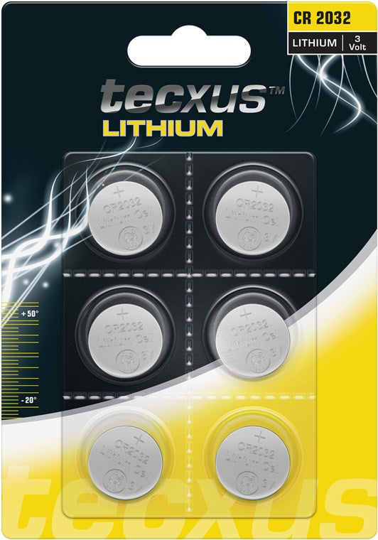 Batteria a bottone CR2032 3V blister da 6 Tecxus