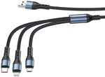 Cavo per ricarica 3in1 microUSB/Lightning/Type C 1.2m 3A JA024