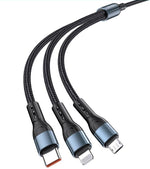 Cavo per ricarica 3in1 microUSB/Lightning/Type C 1.2m 3A JA024
