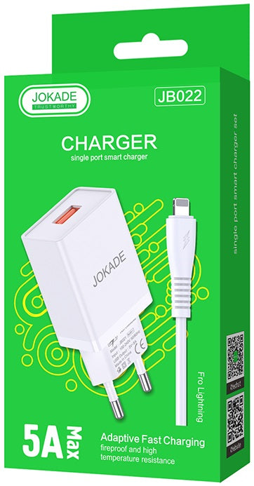 Caricabatterie USB Lightning  ricarica rapida 5V/5A JB022