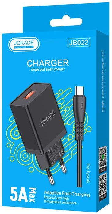 Caricabatterie USB type C ricarica rapida 5V/5A nero JB022 F2160