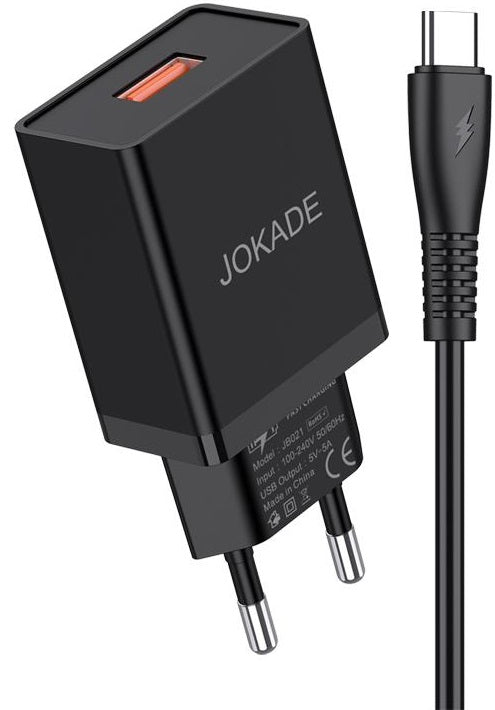 Caricabatterie USB type C ricarica rapida 5V/5A nero JB022 F2160