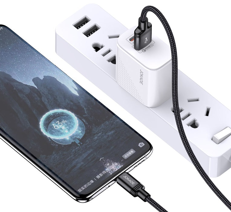 Cavo per ricarica e sincronizzazione USB Type-C 3m ricarica rapida 5A nero intrecciato JA057 6921042150109 F2360