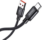 Cavo per ricarica e sincronizzazione USB Type-C 3m ricarica rapida 5A nero intrecciato JA057 6921042150109 F2360