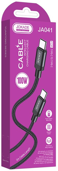 Cavo per ricarica e sincronizzazione USB-C JA041 2m nero 100W ricarica rapida