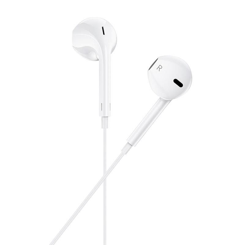 Cuffie auricolari con microfono 1.2m jack audio 3.5mm bianche JD008 F2420