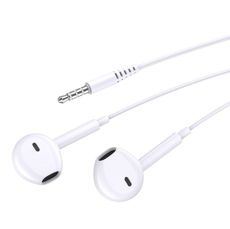 Cuffie auricolari con microfono 1.2m jack audio 3.5mm bianche JD008 F2420