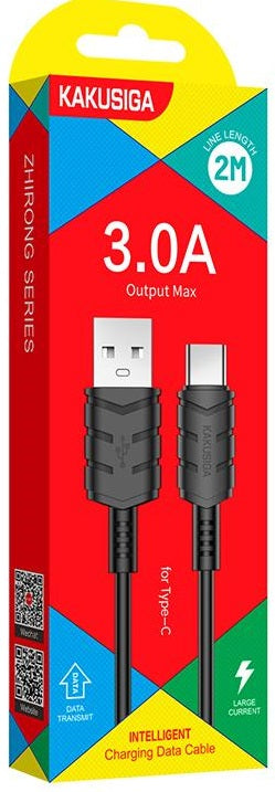 Cavo per ricarica e sincronizzazione type C 2m 3A nero KSC-716 F2430