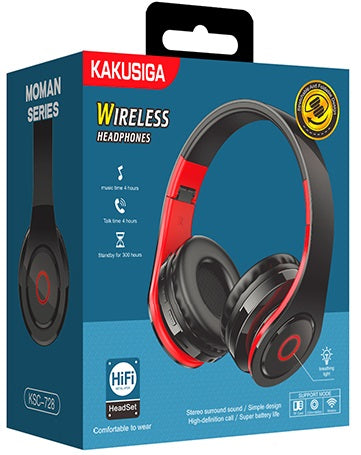 Cuffie ad archetto Bluetooth con ingresso sched SD rosse e nere KSC-728 6921042122465 F4060