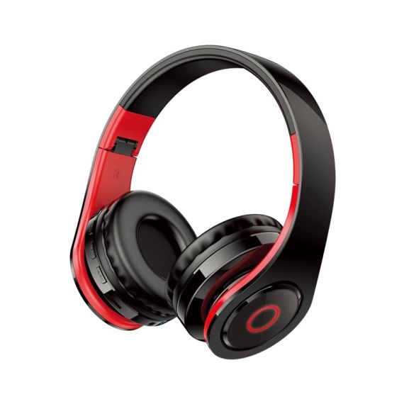 Cuffie ad archetto Bluetooth con ingresso scheda SD rosse e nere KSC-728