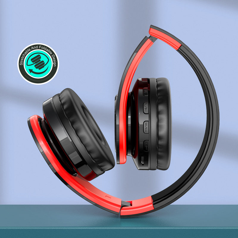 Cuffie ad archetto Bluetooth con ingresso sched SD rosse e nere KSC-728 6921042122465 F4060