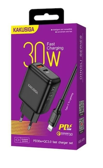 Caricabatterie ricarica rapida con cavo USB Type C - Lightning 1m 30W KSC-670 6921042119847 F4645