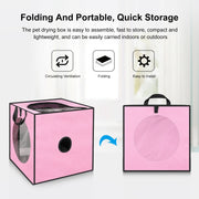 FUNADD Gabbia per asciugatrice pieghevole portatile con scatola per asciugatura da bagno per animali domestici, adatta per animali domestici fino a 5 kg, Folding Dryer Cage