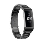 Cinturino per orologio in acciaio inossidabile massiccio con fibbia a fionda a tre perline per Fitbit Charge 4, Three Beads for Fitbit Charge 4