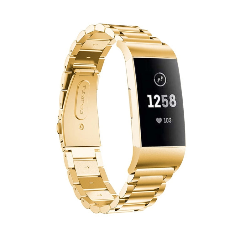 Cinturino per orologio in acciaio inossidabile massiccio con fibbia a fionda a tre perline per Fitbit Charge 4, Three Beads for Fitbit Charge 4