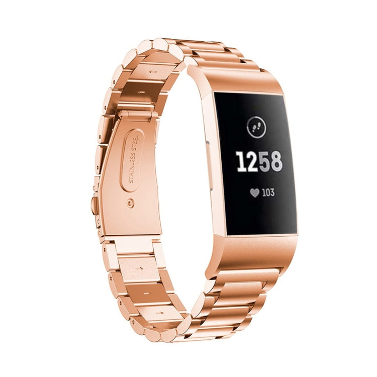 Cinturino per orologio in acciaio inossidabile massiccio con fibbia a fionda a tre perline per Fitbit Charge 4, Three Beads for Fitbit Charge 4