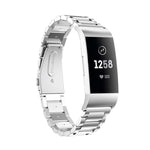 Cinturino per orologio in acciaio inossidabile massiccio con fibbia a fionda a tre perline per Fitbit Charge 4, Three Beads for Fitbit Charge 4