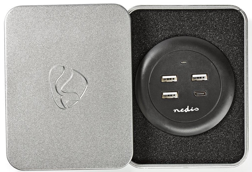 Caricabatterie da muro/scrivania ricarica rapida USB-C™/3xUSB-A 30W 1x3A/3x2.1A FSCSPD100GY 5412810318353 ND1261