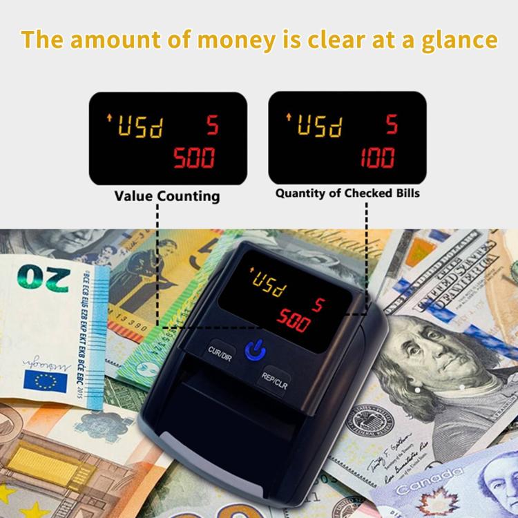 Rilevatore di denaro portatile piccolo AL-130 per euro USD, specifiche tecniche: presa americana, US Plug