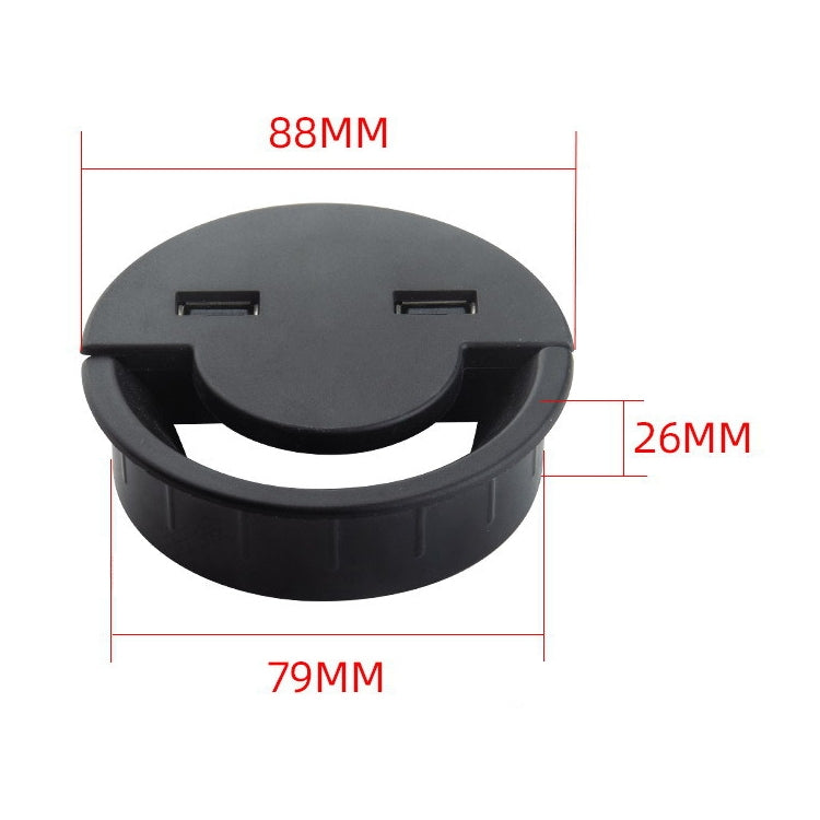 Supporto per avvolgitore rotondo con copertura per foro per cavo USB con presa da tavolo da 60 mm, 60mm
