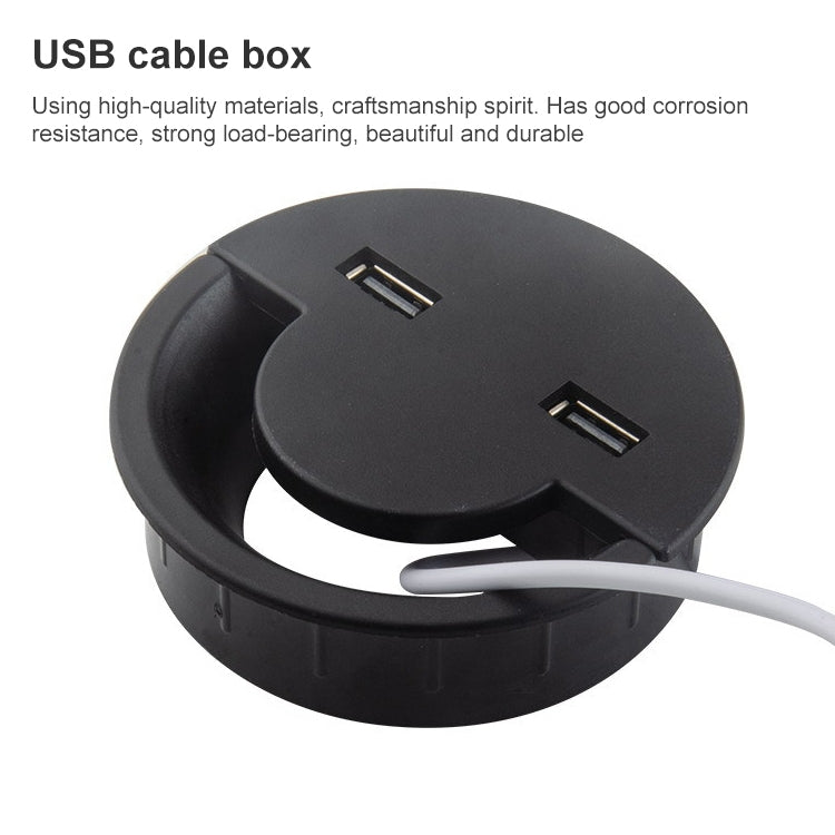 Supporto per avvolgitore rotondo con copertura per foro per cavo USB con presa da tavolo da 60 mm, 60mm