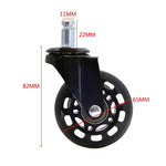 Ruota trasparente nera in PU da 2,5 pollici adatta per sedia da ufficio Ruota universale con vite muta 11x22mm, 2.5 inch Wheel