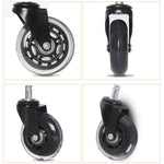 Ruota trasparente nera in PU da 2,5 pollici adatta per sedia da ufficio Ruota universale con vite muta 11x22mm, 2.5 inch Wheel
