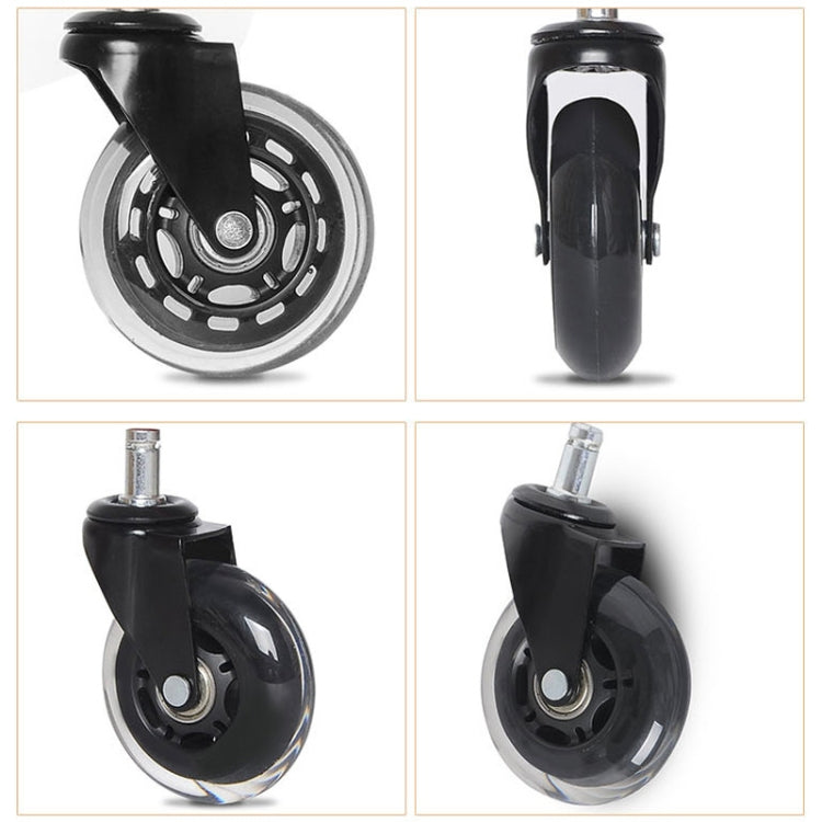 Ruota trasparente nera in PU da 2,5 pollici adatta per sedia da ufficio Ruota universale con vite muta 11x22mm, 2.5 inch Wheel