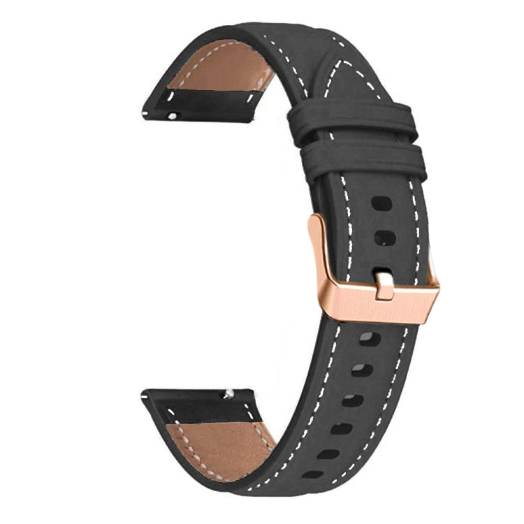 Per Garmin Forerunner 265S / 255S / Venu 2S Cinturino per orologio in vera pelle con fibbia in oro rosa da 18 mm, For Garmin Forerunner 265S / 255S / Venu 2S