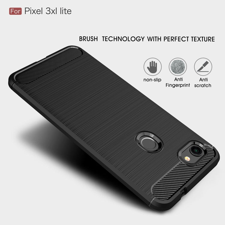 Custodia in TPU antiurto in fibra di carbonio con trama spazzolata per Google Pixel 3XL Lite, For Google Pixel 3XL Lite, Google Pixel 3XL Lite