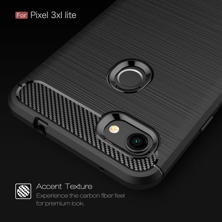 Custodia in TPU antiurto in fibra di carbonio con trama spazzolata per Google Pixel 3XL Lite, For Google Pixel 3XL Lite, Google Pixel 3XL Lite