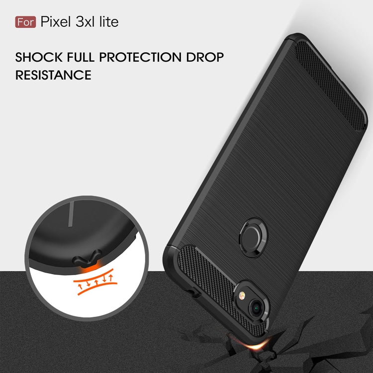 Custodia in TPU antiurto in fibra di carbonio con trama spazzolata per Google Pixel 3XL Lite, For Google Pixel 3XL Lite, Google Pixel 3XL Lite