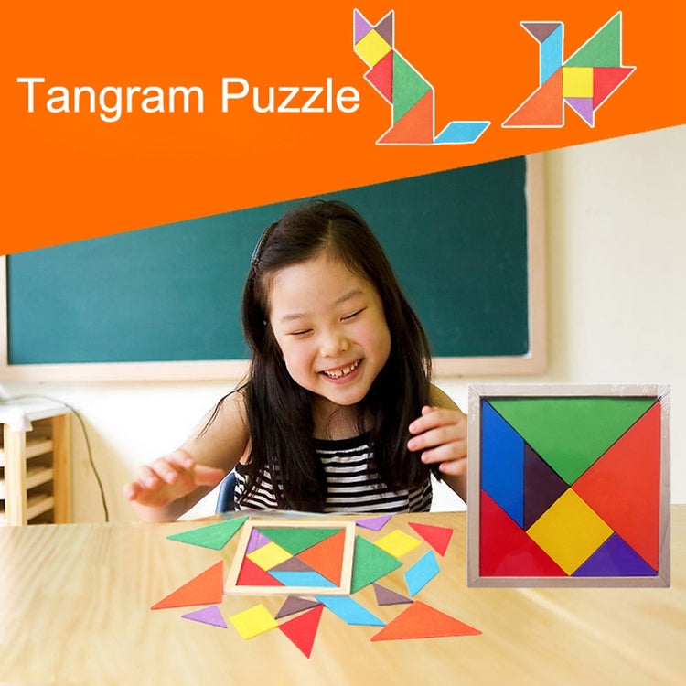 Puzzle per bambini in legno pregiato Tangram di grandi dimensioni, dimensioni: 16 * 16 cm, Tangram, Size: 16*16cm