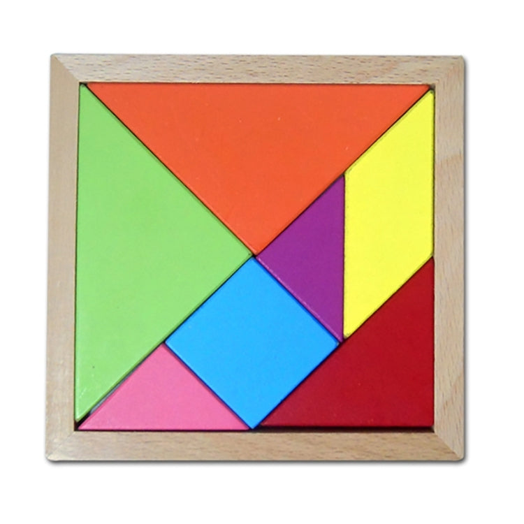 Tangram di faggio puzzle in legno pregiato giocattolo per bambini, dimensioni: 15 * 15 cm, Tangram, Size: 15*15cm