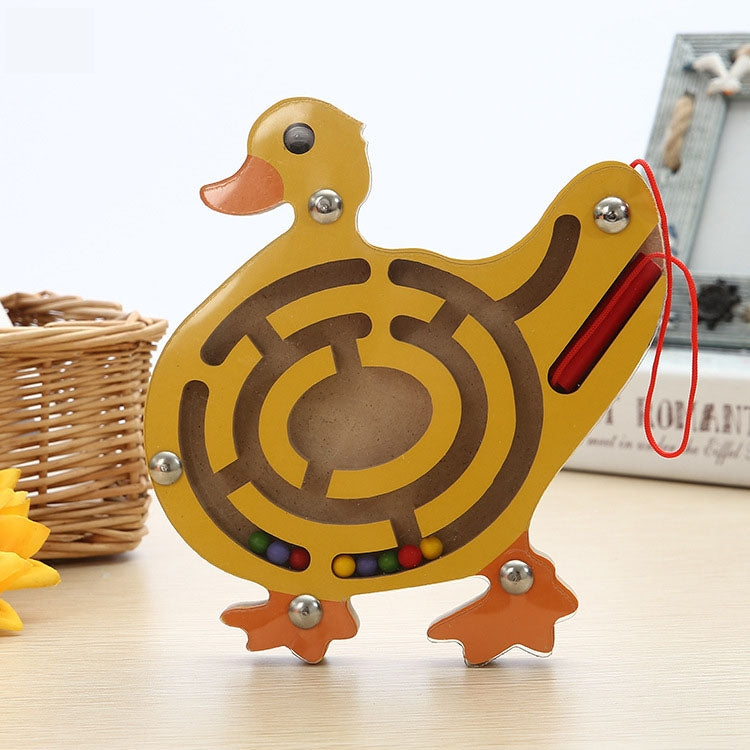 Labirinto per animali magnetico di piccole dimensioni in legno giocattolo puzzle per bambini, Starfish, Snail, Frog, Duck, Fish, Owl, Ladybug, Tortoise, Monkey, Apple, New Small Fish, New Apple