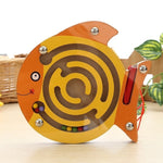 Labirinto per animali magnetico di piccole dimensioni in legno giocattolo puzzle per bambini, Starfish, Snail, Frog, Duck, Fish, Owl, Ladybug, Tortoise, Monkey, Apple, New Small Fish, New Apple