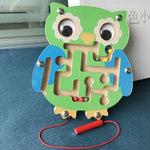 Labirinto per animali magnetico di piccole dimensioni in legno giocattolo puzzle per bambini, Starfish, Snail, Frog, Duck, Fish, Owl, Ladybug, Tortoise, Monkey, Apple, New Small Fish, New Apple