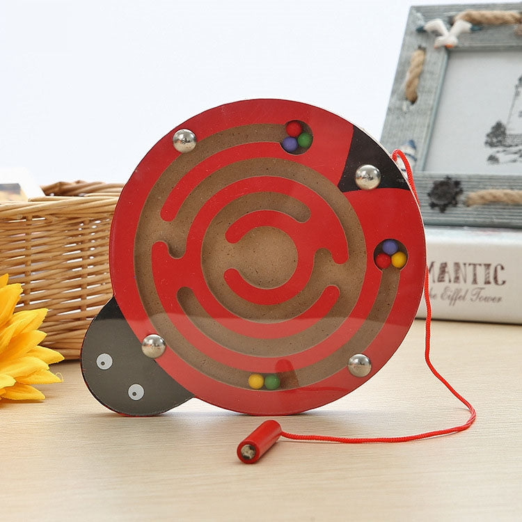Labirinto per animali magnetico di piccole dimensioni in legno giocattolo puzzle per bambini, Starfish, Snail, Frog, Duck, Fish, Owl, Ladybug, Tortoise, Monkey, Apple, New Small Fish, New Apple