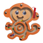 Labirinto per animali magnetico di piccole dimensioni in legno giocattolo puzzle per bambini, Starfish, Snail, Frog, Duck, Fish, Owl, Ladybug, Tortoise, Monkey, Apple, New Small Fish, New Apple
