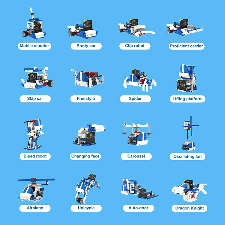 Yahboom 16 in 1 Building:bit Super Kit Programmable Building Blocks Kit Compatible with BBC Micro:bit V1.5/V2 Board, Without micro:bit, Super Kit