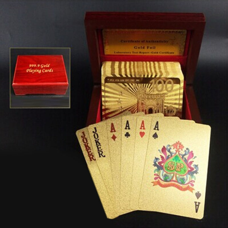 Plastica creativa con retro smerigliato da Las Vegas a Macao Carte da gioco Texas Poker con confezione regalo in legno, Golden 100 Euro Wooden Gift Box, Golden Dollar Wooden Gift Box, Golden Tattice Gift Box, Golden 500 Euro Wooden Gift Box