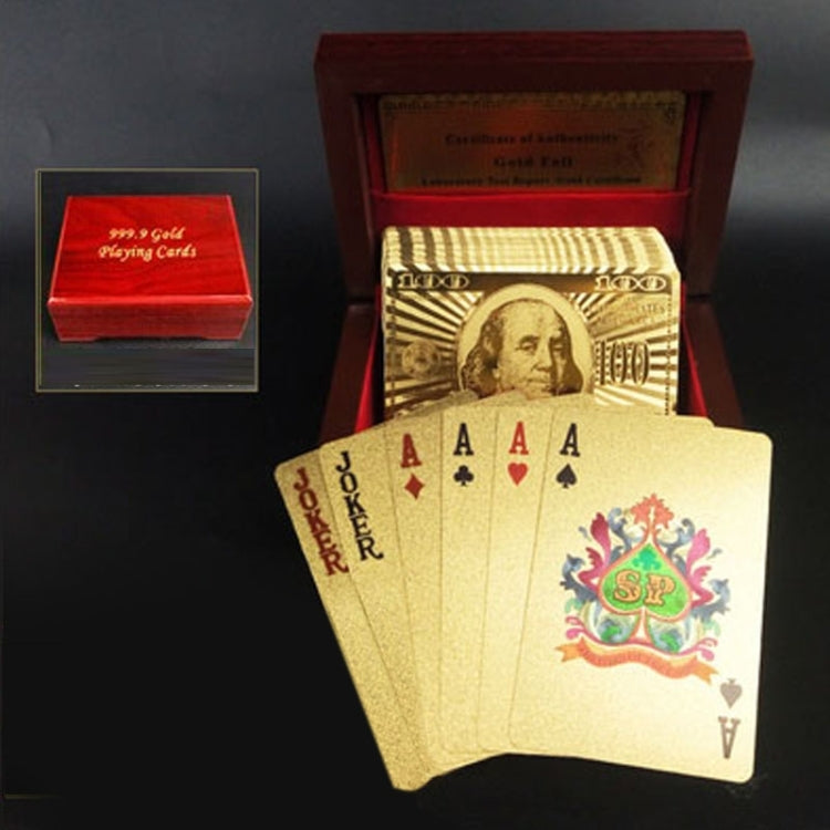 Plastica creativa con retro smerigliato da Las Vegas a Macao Carte da gioco Texas Poker con confezione regalo in legno, Golden 100 Euro Wooden Gift Box, Golden Dollar Wooden Gift Box, Golden Tattice Gift Box, Golden 500 Euro Wooden Gift Box