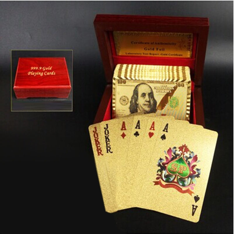 Plastica creativa con retro smerigliato da Las Vegas a Macao Carte da gioco Texas Poker con confezione regalo in legno, Golden 100 Euro Wooden Gift Box, Golden Dollar Wooden Gift Box, Golden Tattice Gift Box, Golden 500 Euro Wooden Gift Box