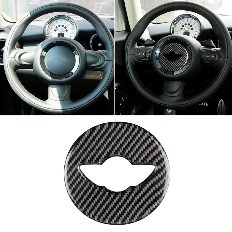 Adesivo decorativo in fibra di carbonio con logo del volante dell'auto F per BMW Mini Cooper F55 / F56 / F60 / Countryman F60, For BMW MINI R56