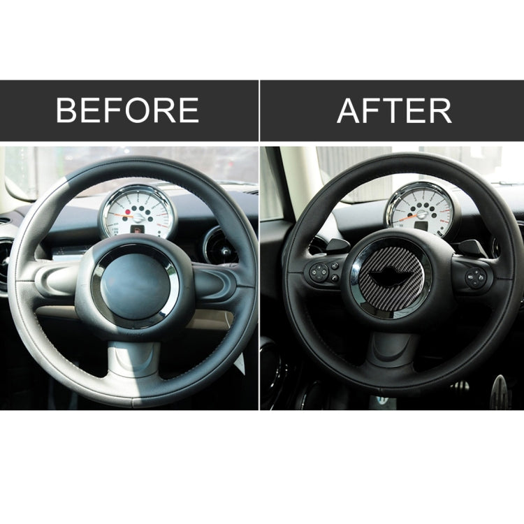 Adesivo decorativo in fibra di carbonio con logo del volante dell'auto F per BMW Mini Cooper F55 / F56 / F60 / Countryman F60, For BMW MINI R56