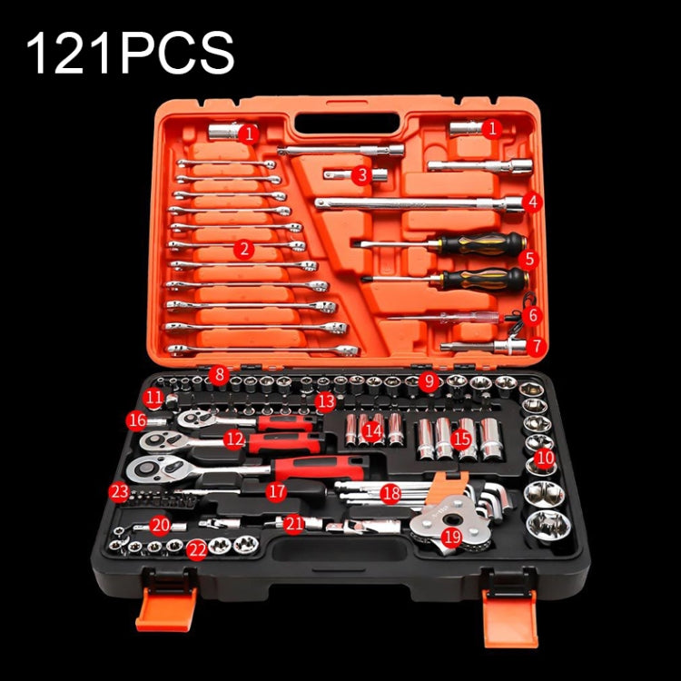 Set di chiavi a cricchetto per cassetta degli attrezzi combinata per riparazione auto 121 in 1 multifunzione, 121 In 1