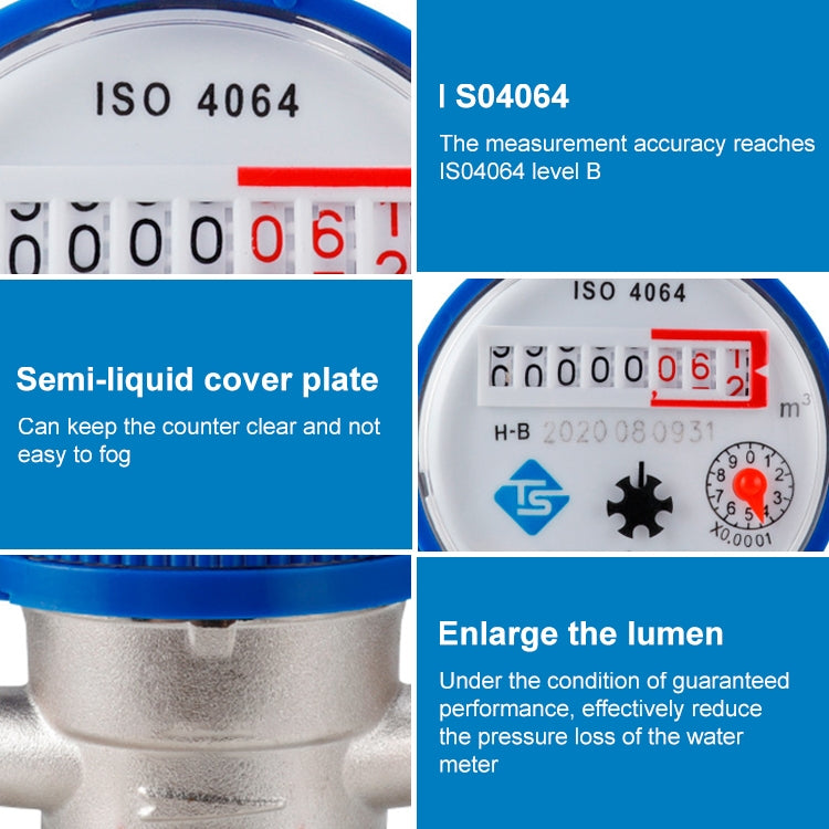 TS-S300E Household Rotary Wing Mechanical Cold Water Meter High Precision Pointer Digital Display Combination Water Meter