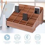 Espositore per accessori da tavolo con supporto per pellicola per cellulare multicella in legno, 14 griglie, dimensioni: 21x17x16 cm, 14 Grids, Brown