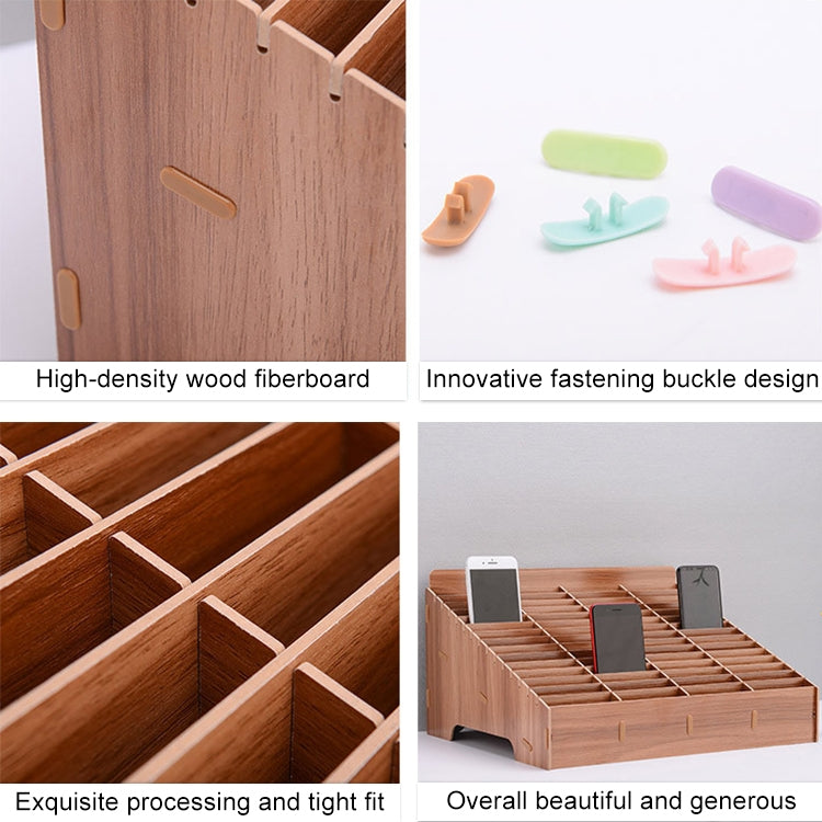 Espositore per accessori da tavolo con supporto per pellicola per cellulare multicella in legno, 14 griglie, dimensioni: 21x17x16 cm, 14 Grids, Brown