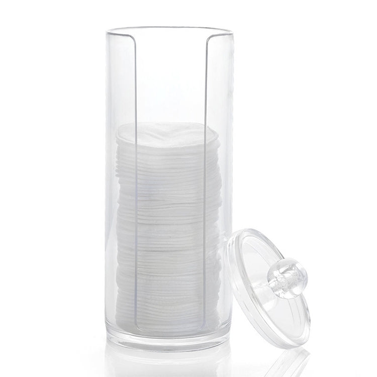 Scatola per cosmetici in plastica rotonda rinforzata trasparente. Scatola per riporre i dischetti di cotone, Cotton Pads Heightened Box